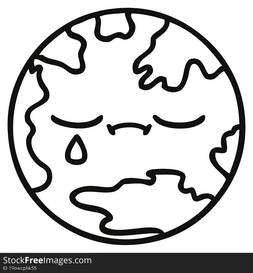 Line Drawing Cartoon Planet Earth