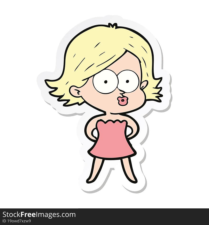 sticker of a cartoon girl pouting