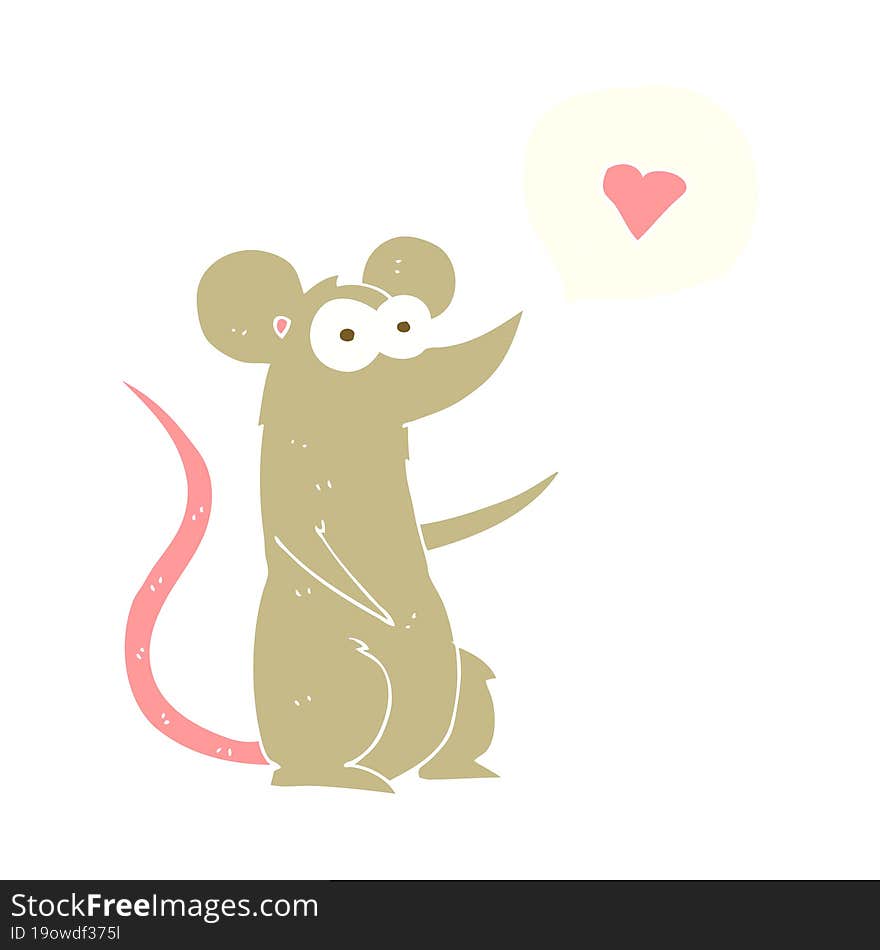 Flat Color Illustration Of A Cartoon Mouse In Love