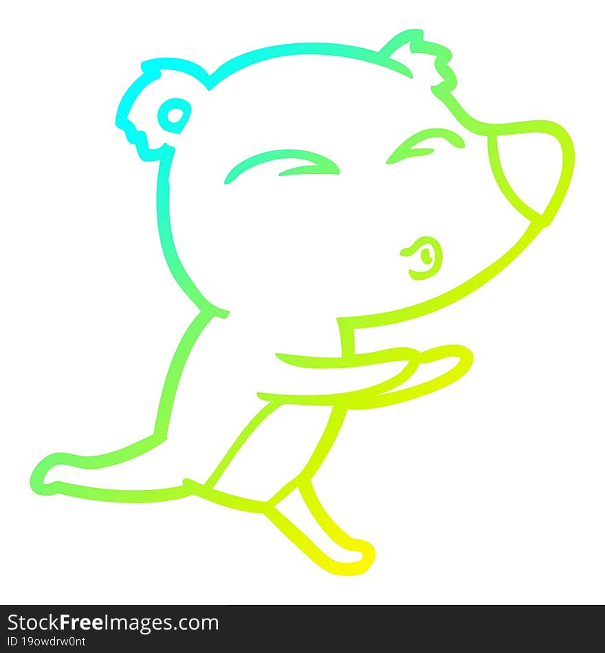 cold gradient line drawing cartoon running bear