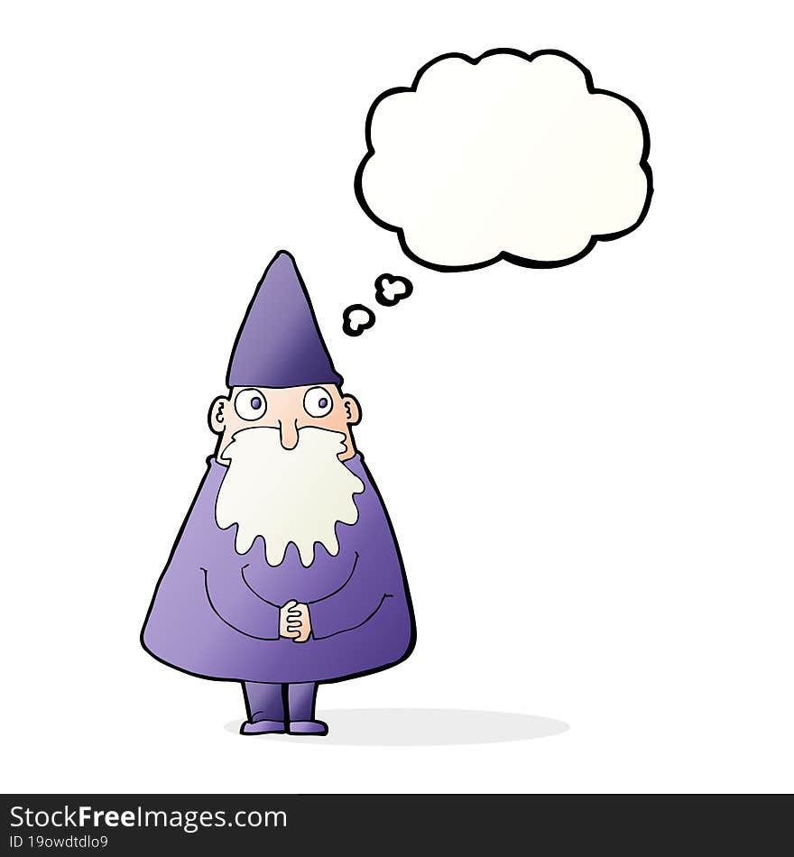 cartoon wizard with thought bubble