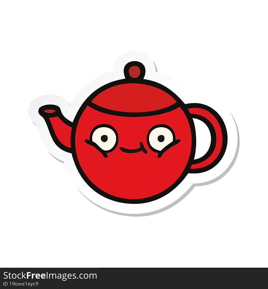 sticker of a cute cartoon teapot