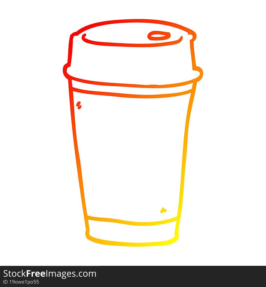 Warm Gradient Line Drawing Cartoon Coffee Cup