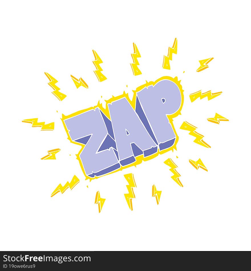 Flat Color Illustration Of A Cartoon Zap Symbol