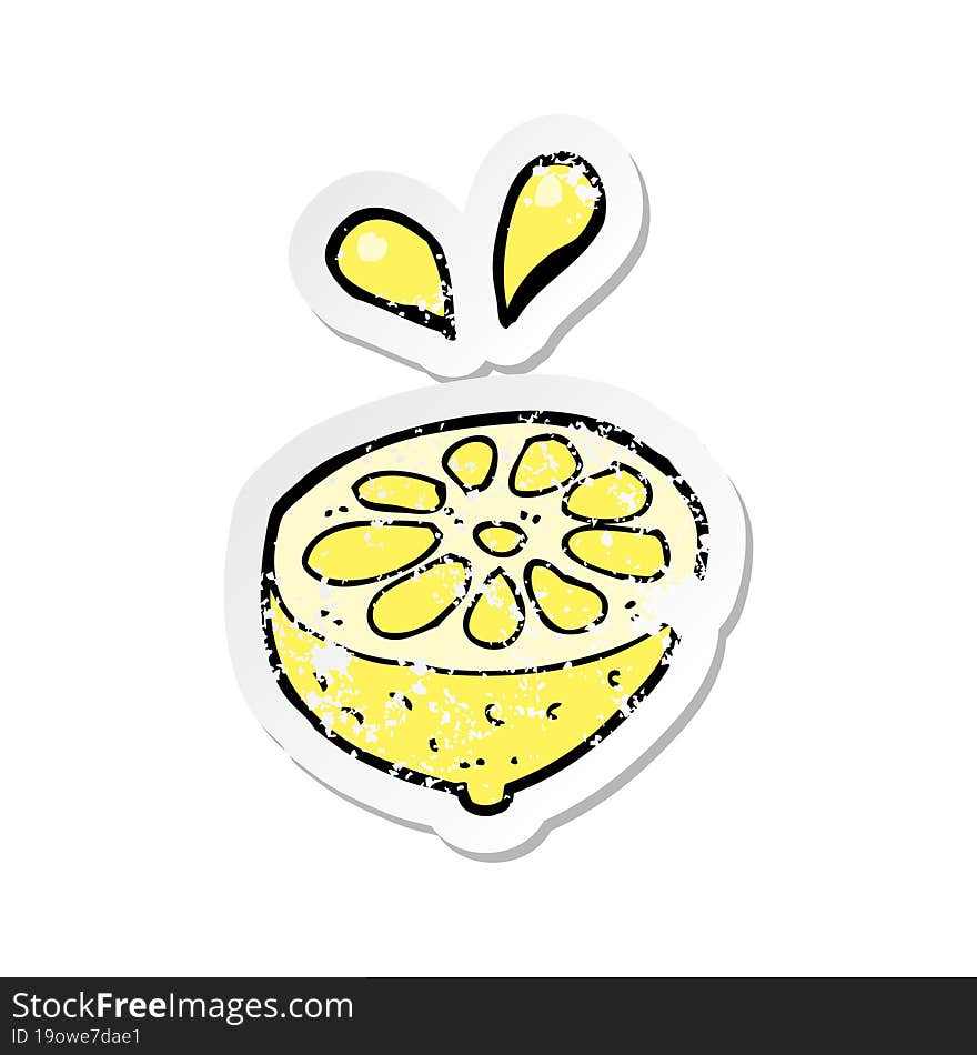 Retro Distressed Sticker Of A Cartoon Fresh Lemon