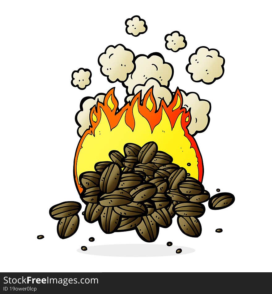 roasting coffee beans cartoon