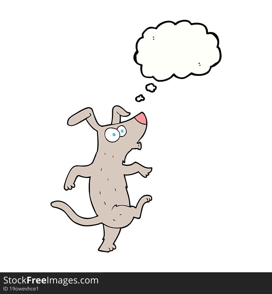 freehand drawn thought bubble cartoon dancing dog