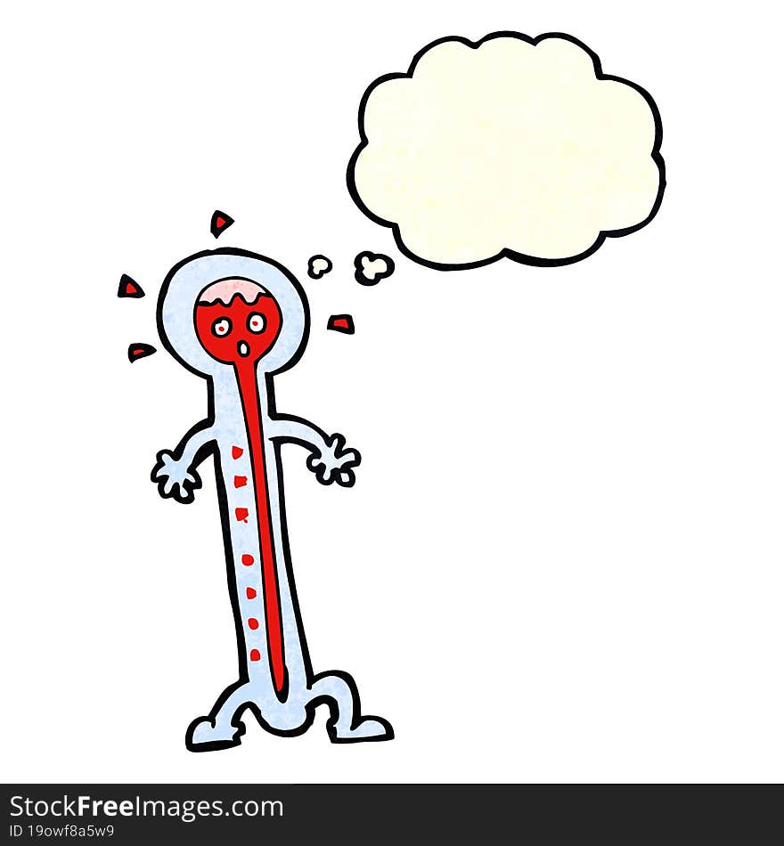 Cartoon Hot Thermometer With Thought Bubble