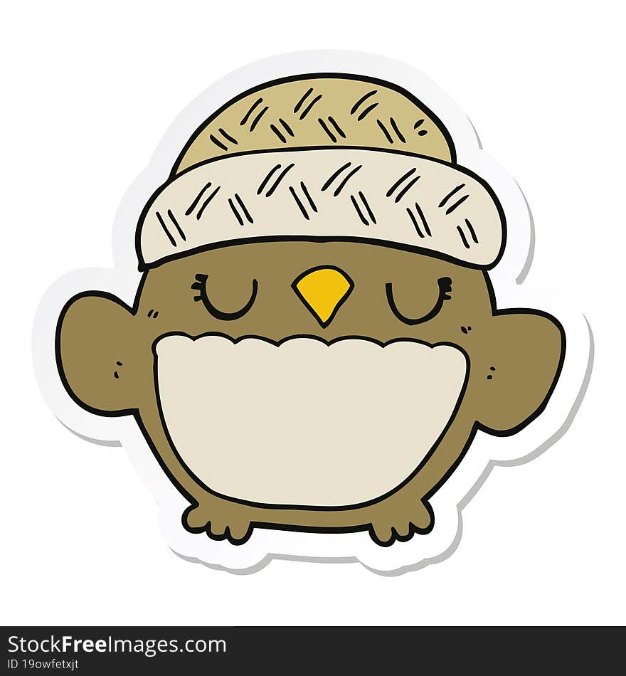 sticker of a cute cartoon owl in hat