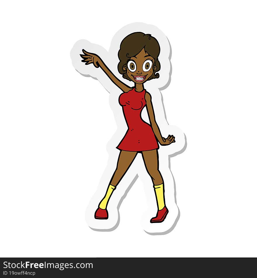 Sticker Of A Cartoon Party Girl