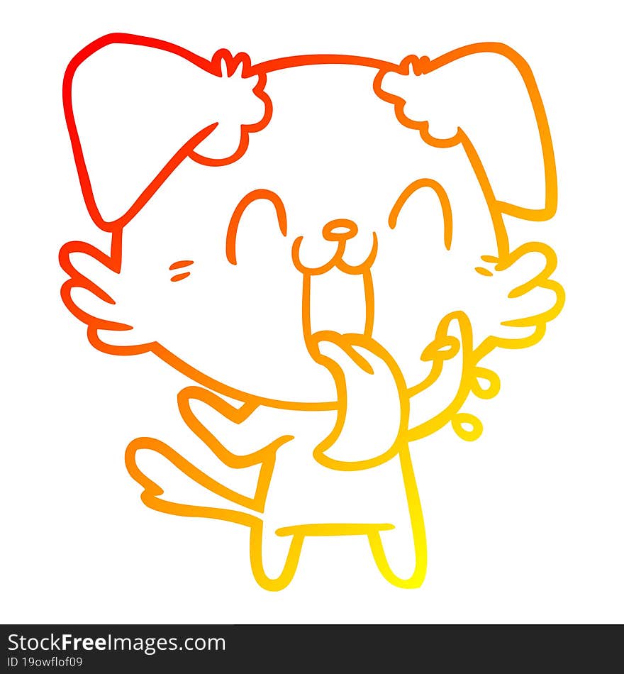 warm gradient line drawing cartoon panting dog