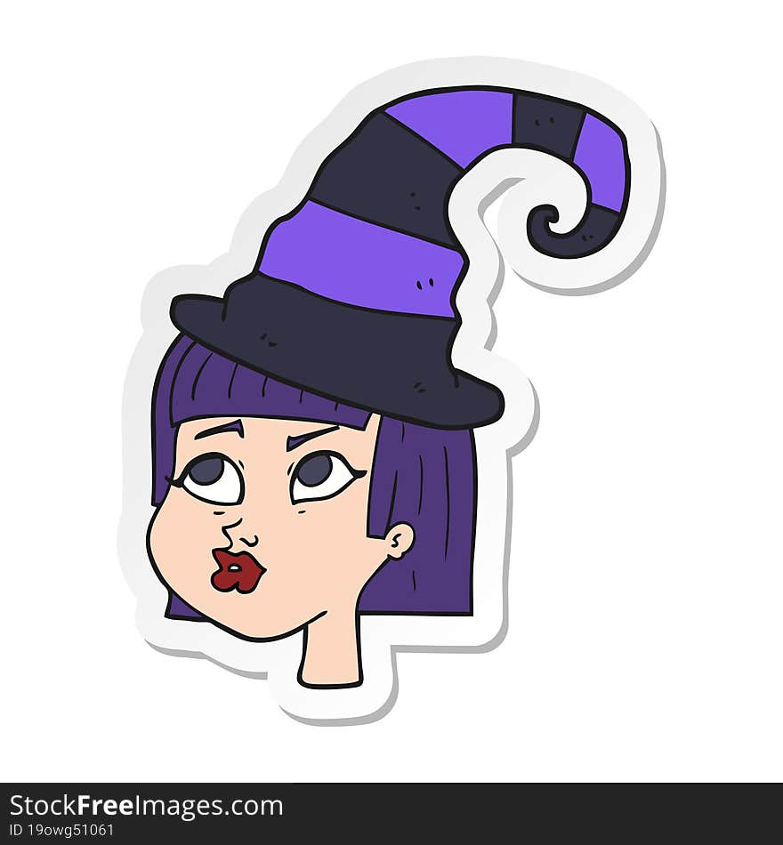 sticker of a cartoon witch