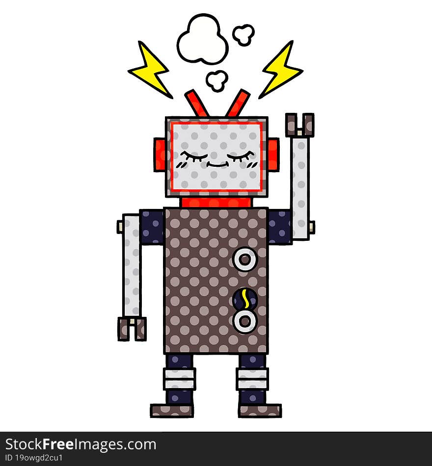 comic book style cartoon dancing robot