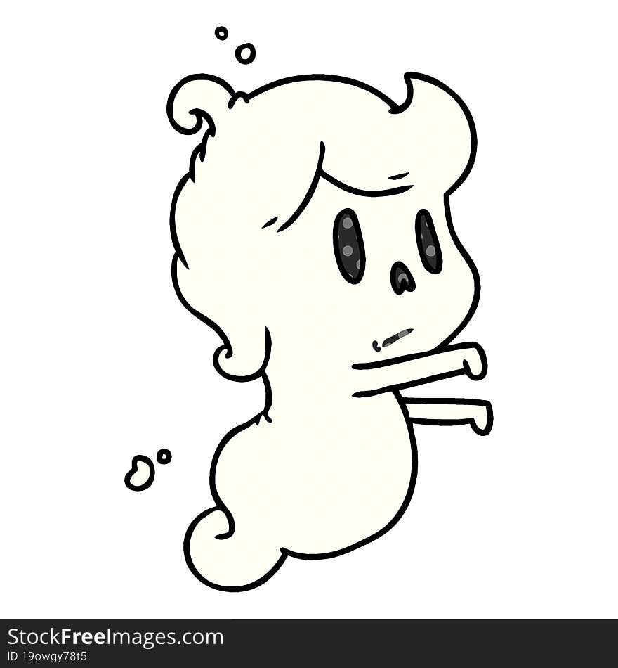 cartoon illustration of a kawaii cute ghost. cartoon illustration of a kawaii cute ghost