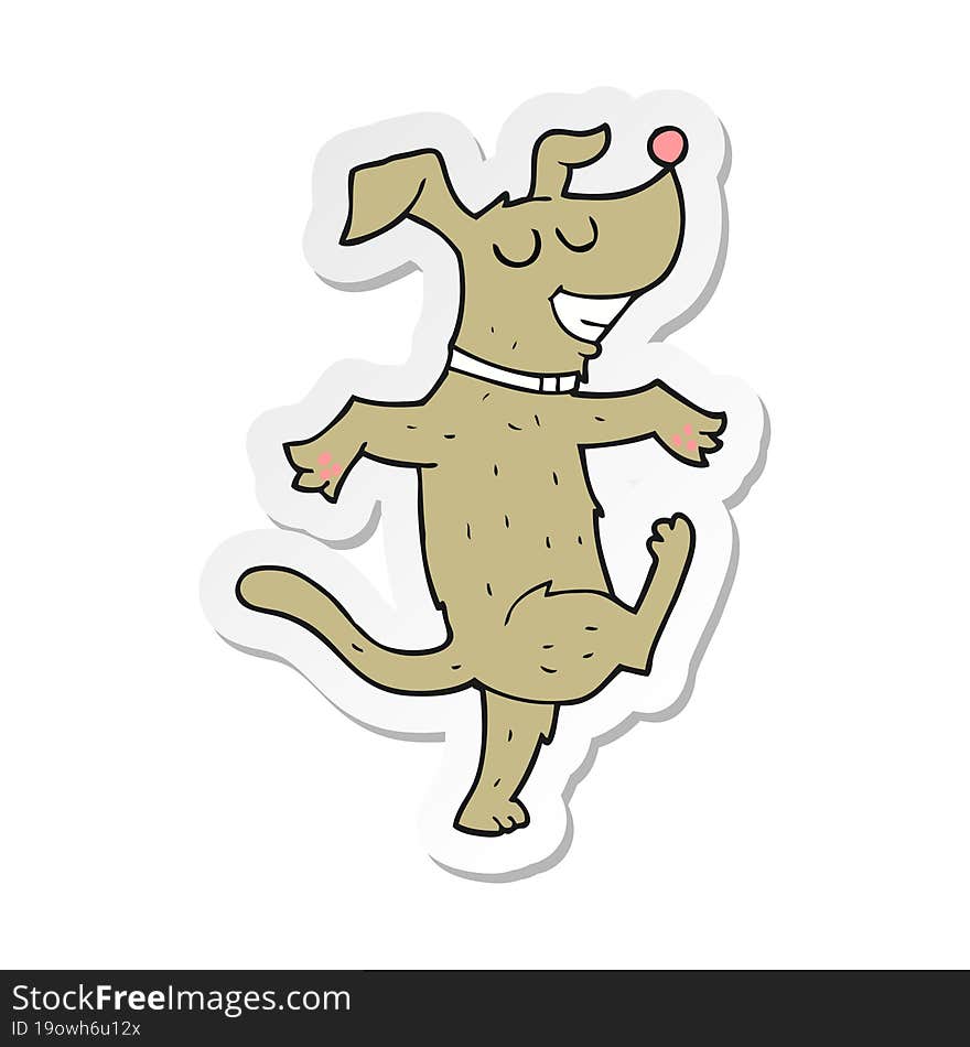 Sticker Of A Cartoon Dancing Dog