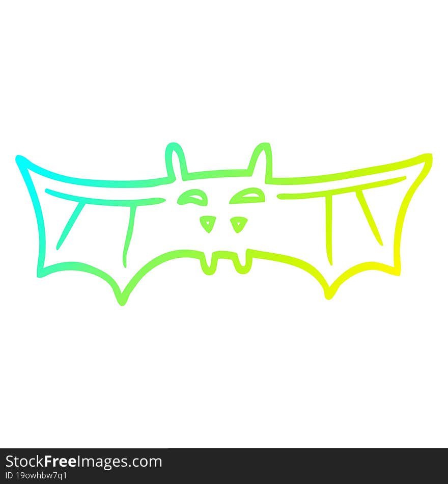 cold gradient line drawing cartoon vampire bat