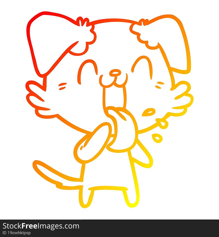 warm gradient line drawing cartoon panting dog