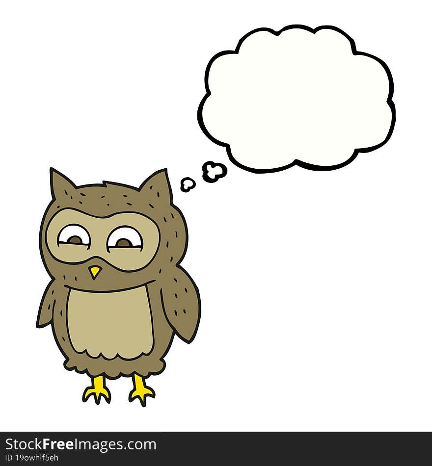 freehand drawn thought bubble cartoon owl