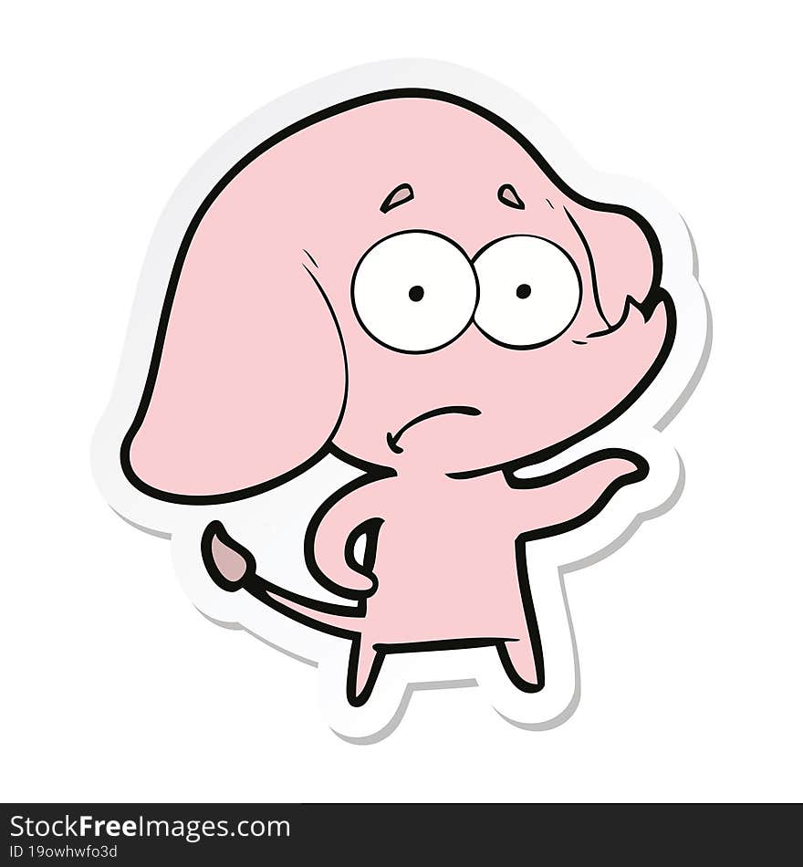 sticker of a cartoon unsure elephant