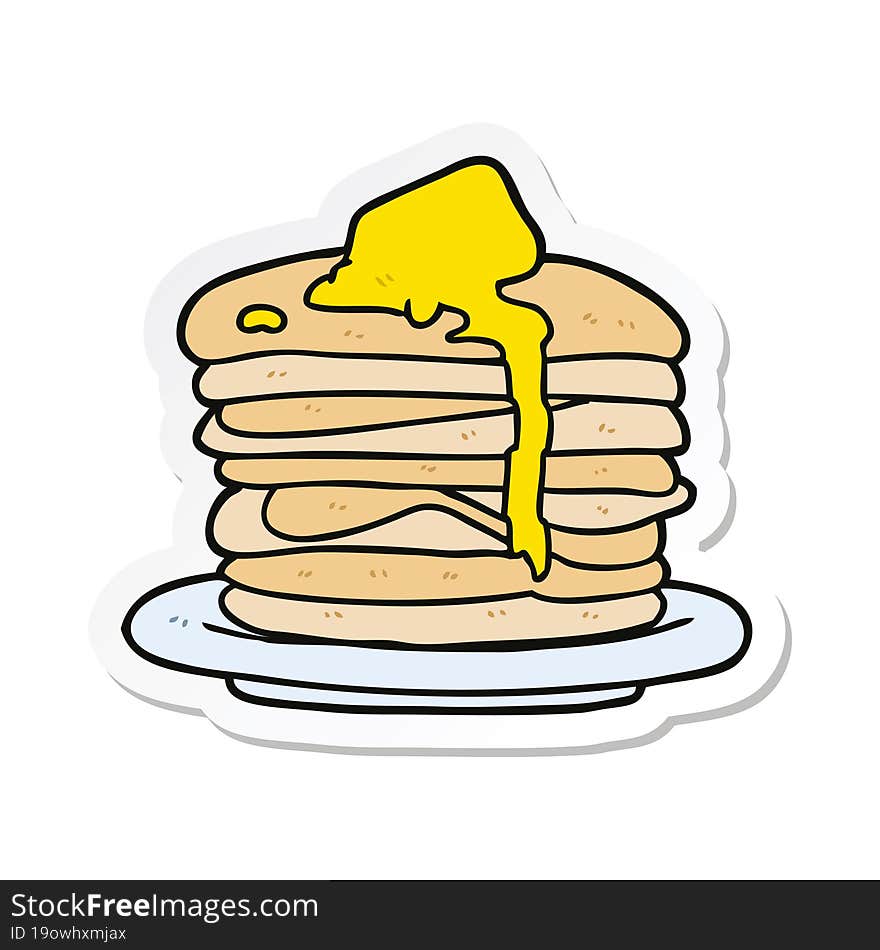 Sticker Of A Cartoon Stack Of Pancakes