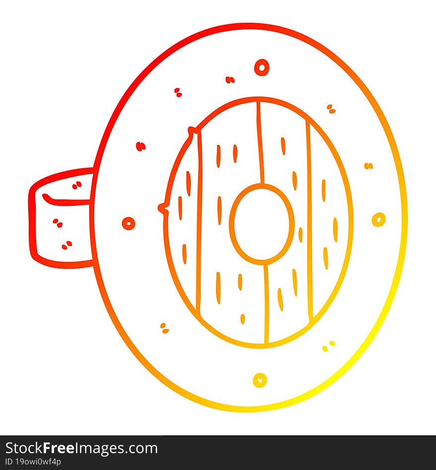 warm gradient line drawing viking shield cartoon