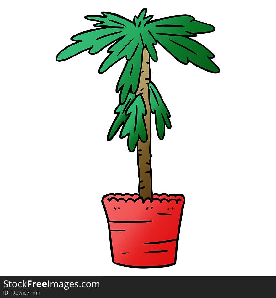 hand drawn gradient cartoon doodle of a house plant