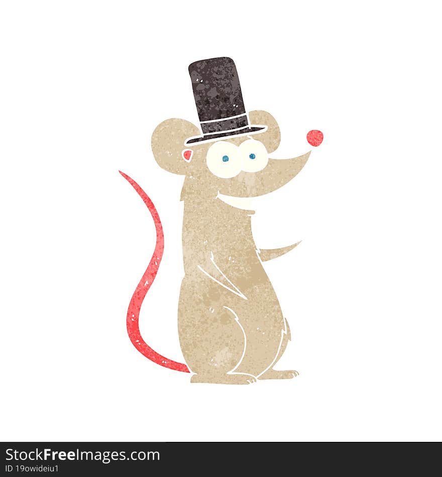 retro cartoon mouse in top hat