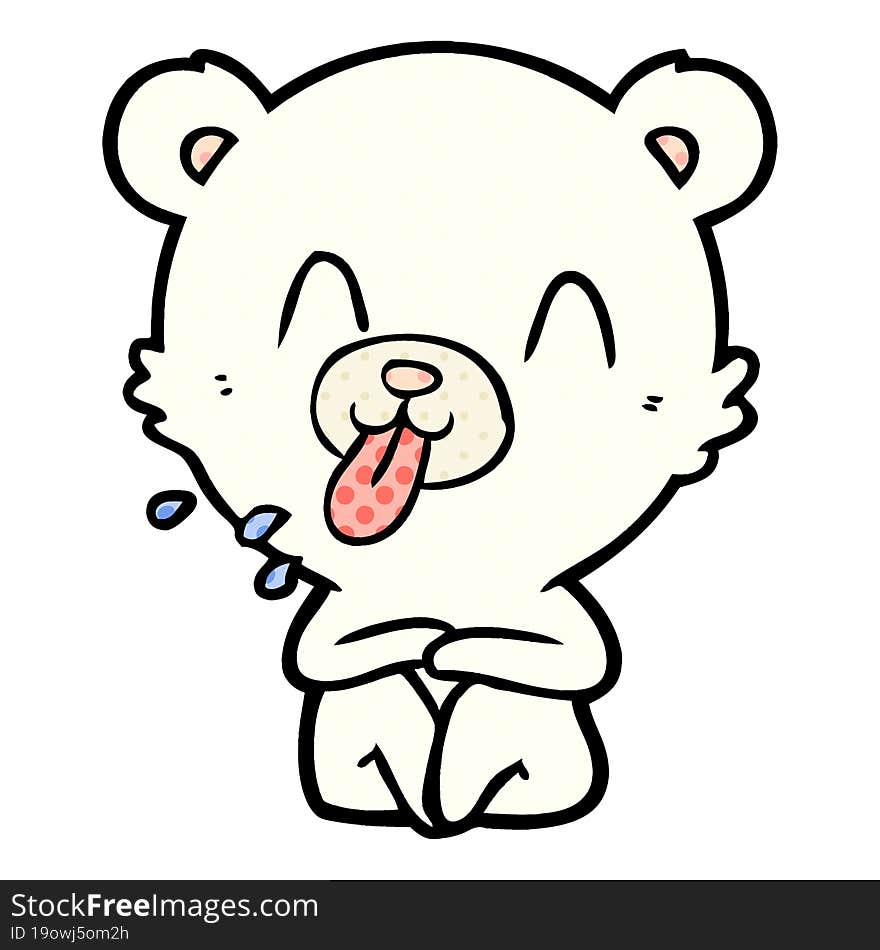 rude cartoon polar bear sticking out tongue. rude cartoon polar bear sticking out tongue