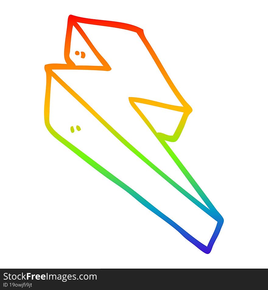 rainbow gradient line drawing cartoon fire bolt