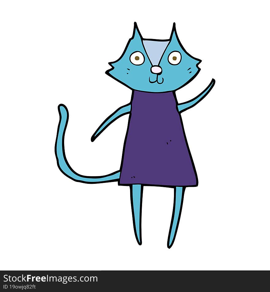 cute cartoon black cat waving