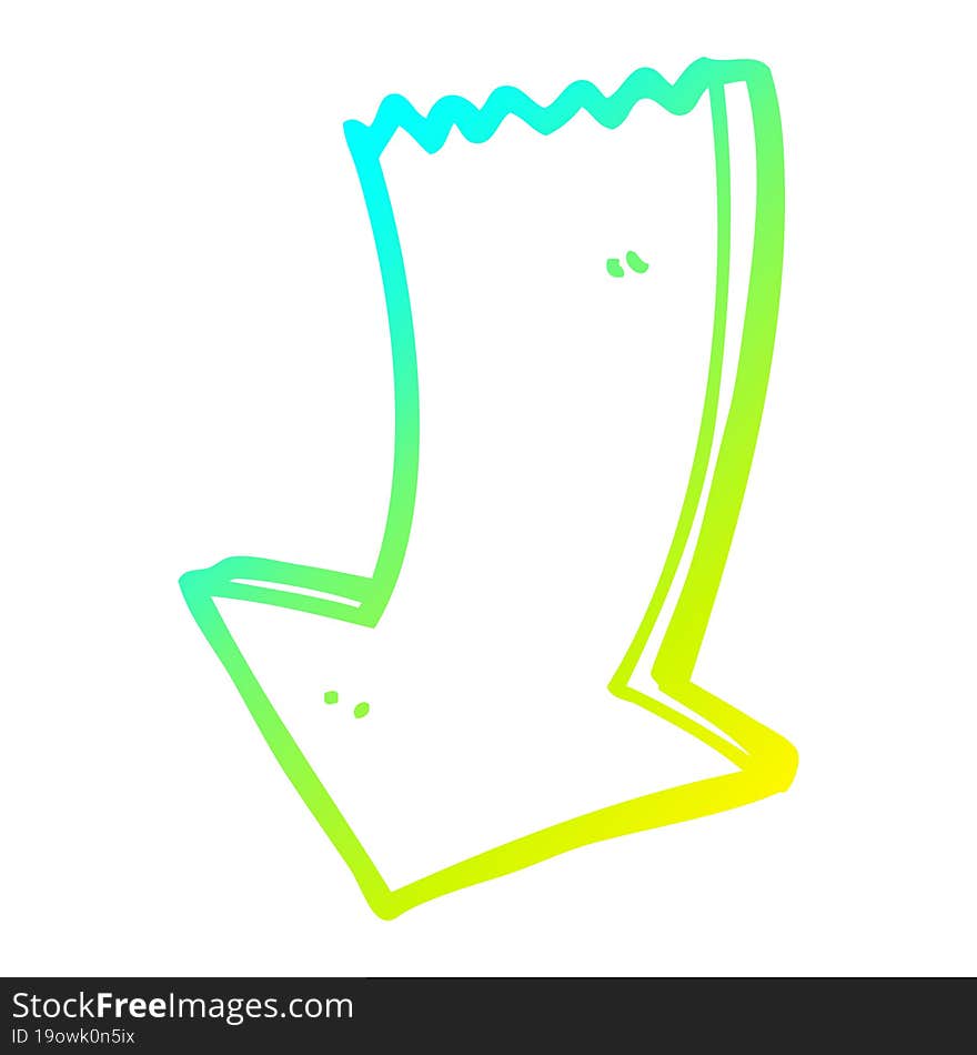 cold gradient line drawing cartoon pointing arrow