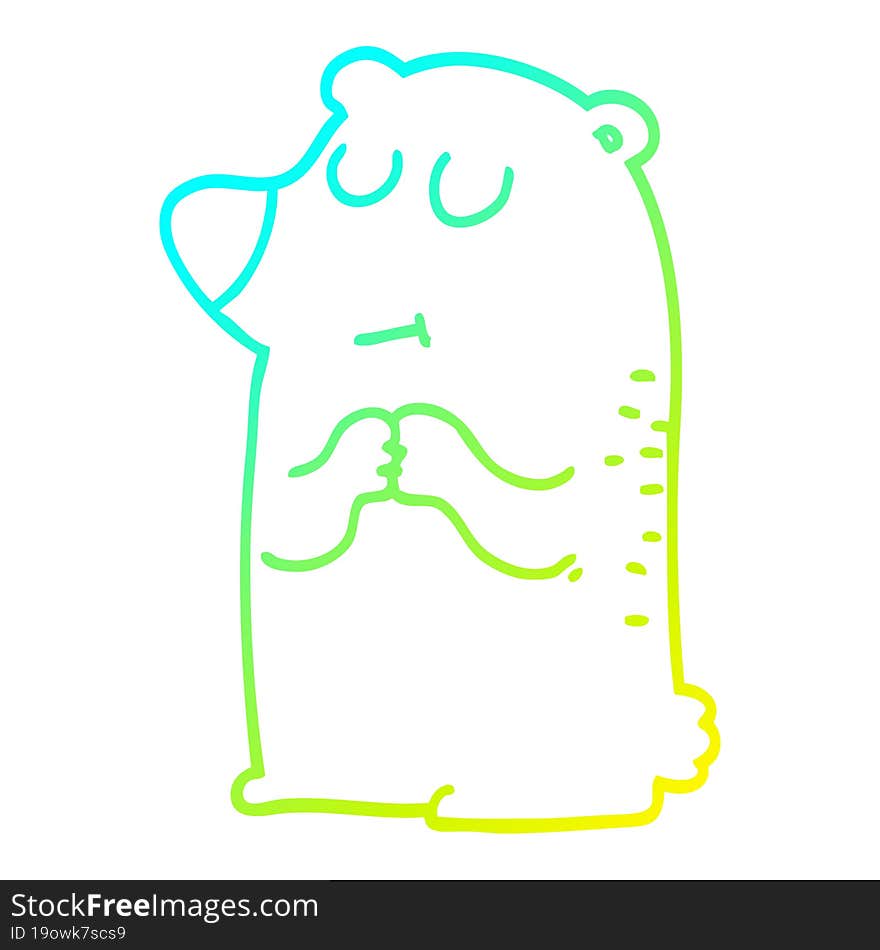 cold gradient line drawing cartoon shy bear