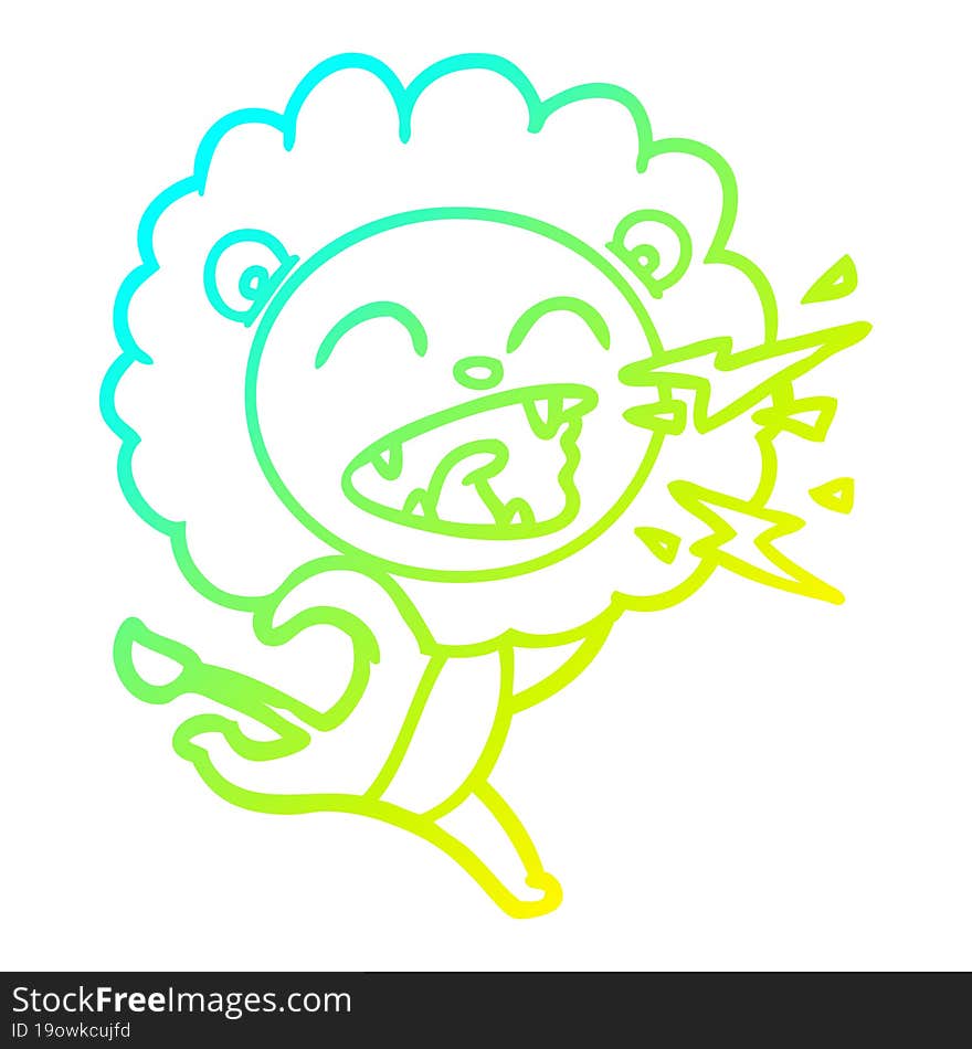 cold gradient line drawing cartoon running lion