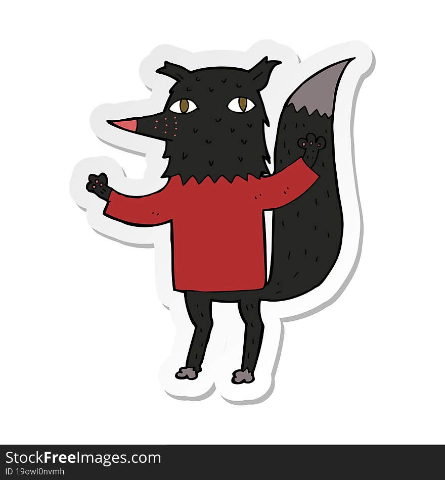 sticker of a cartoon wolf