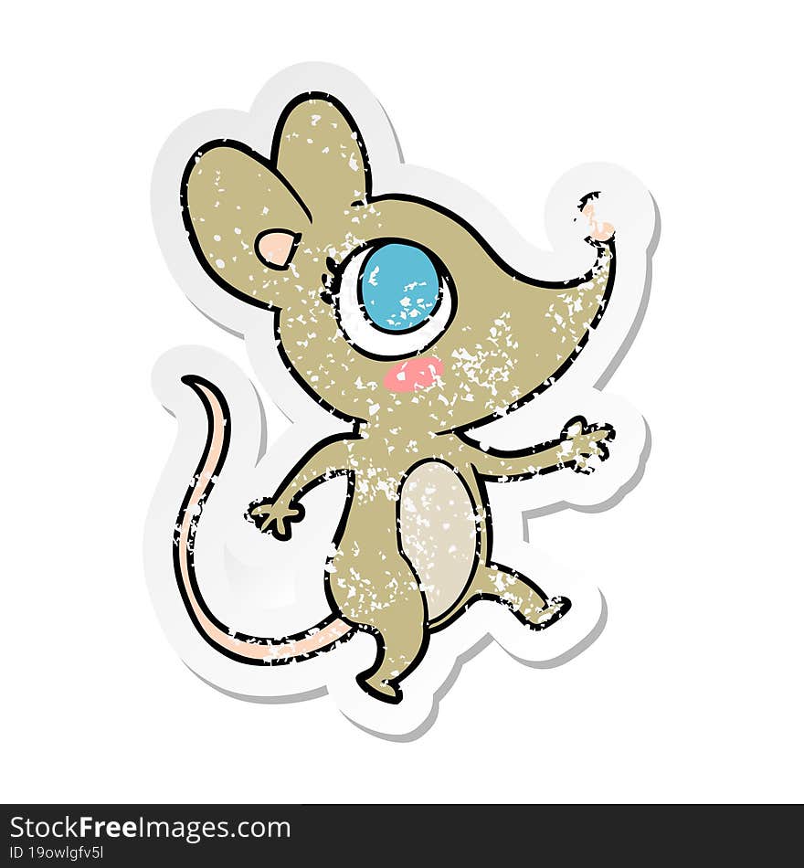 Distressed Sticker Of A Cartoon Mouse