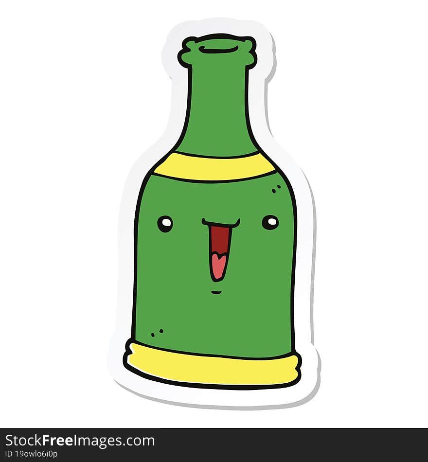 Sticker Of A Cartoon Beer Bottle