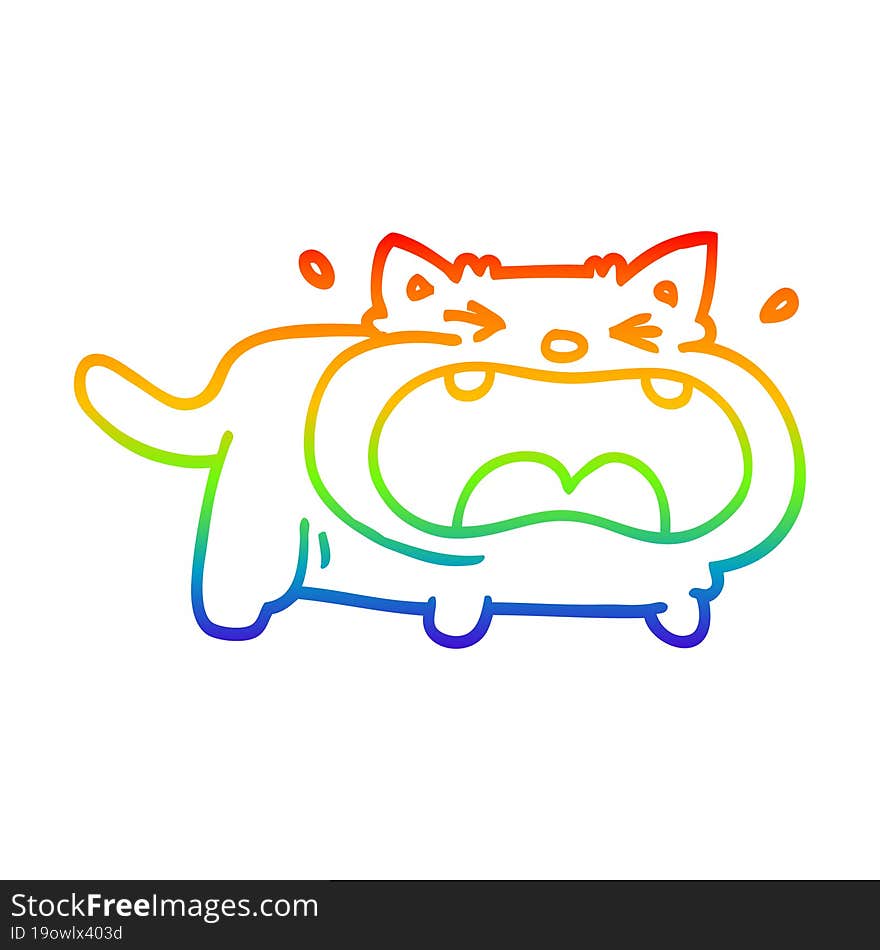 rainbow gradient line drawing cartoon fat cat