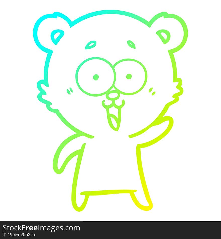 cold gradient line drawing laughing teddy  bear cartoon