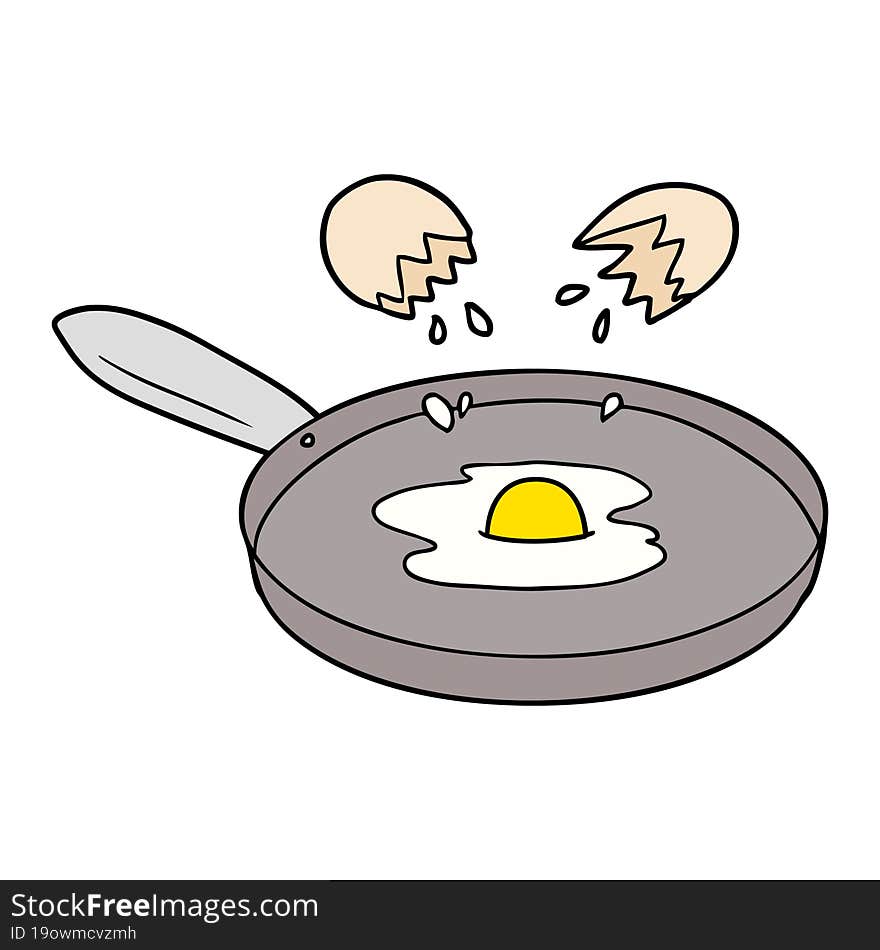 cartoon pan frying egg. cartoon pan frying egg