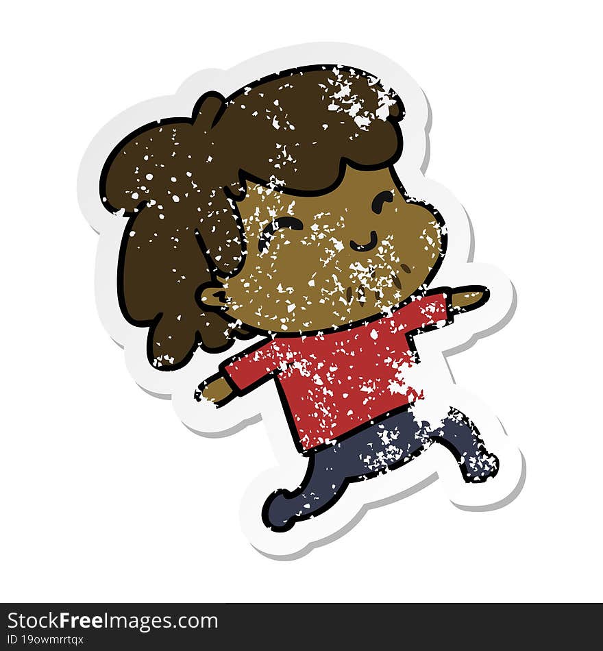 distressed sticker cartoon kawaii boy with stubble