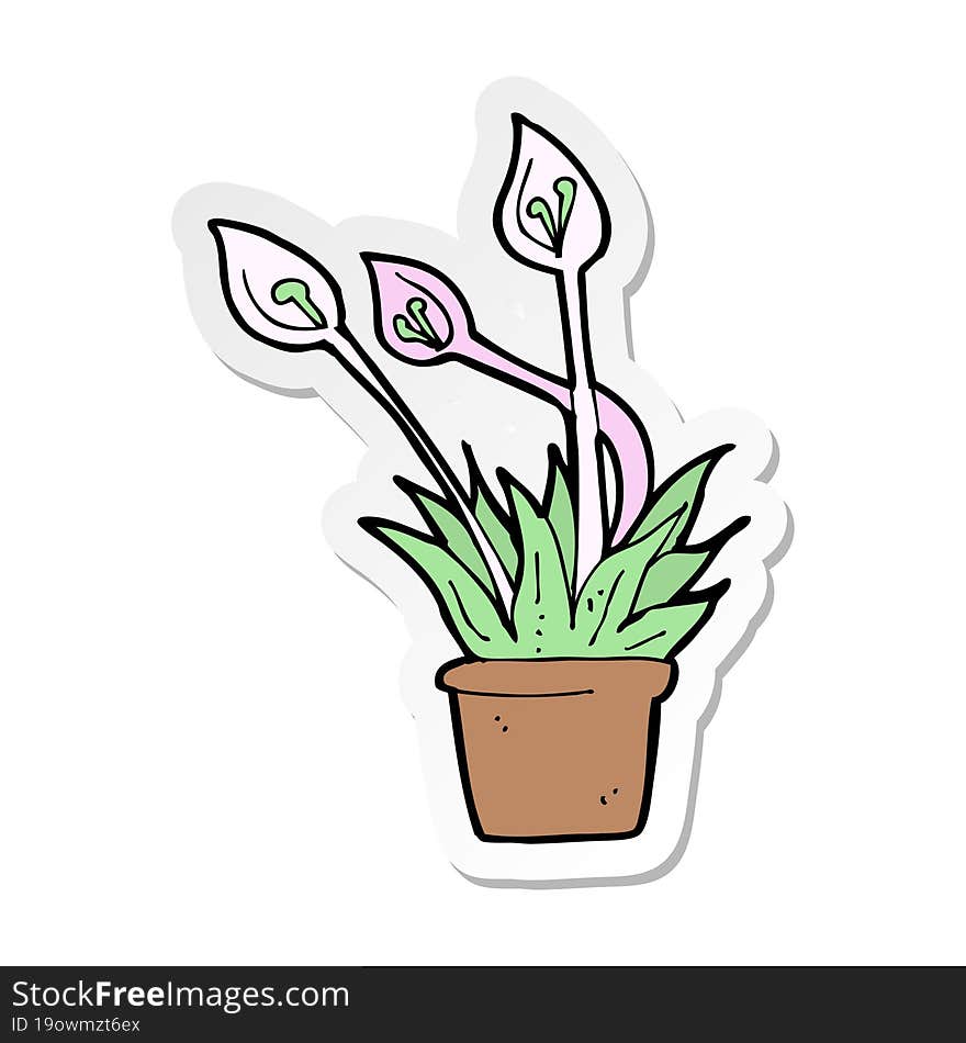 sticker of a cartoon orchid plant