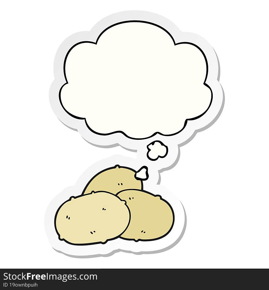 Cartoon Potatoes And Thought Bubble As A Printed Sticker