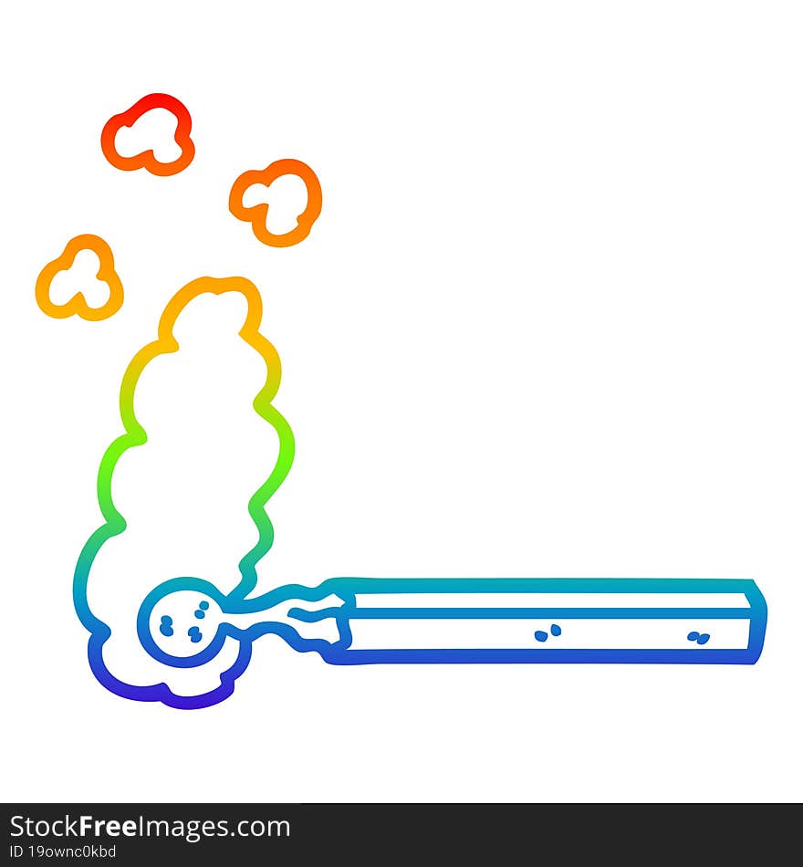 rainbow gradient line drawing cartoon burnt match