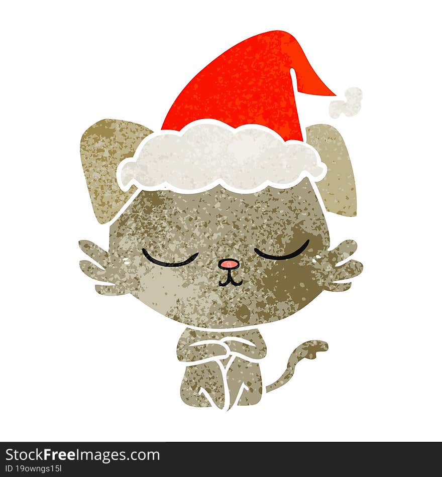 Cute Retro Cartoon Of A Dog Wearing Santa Hat