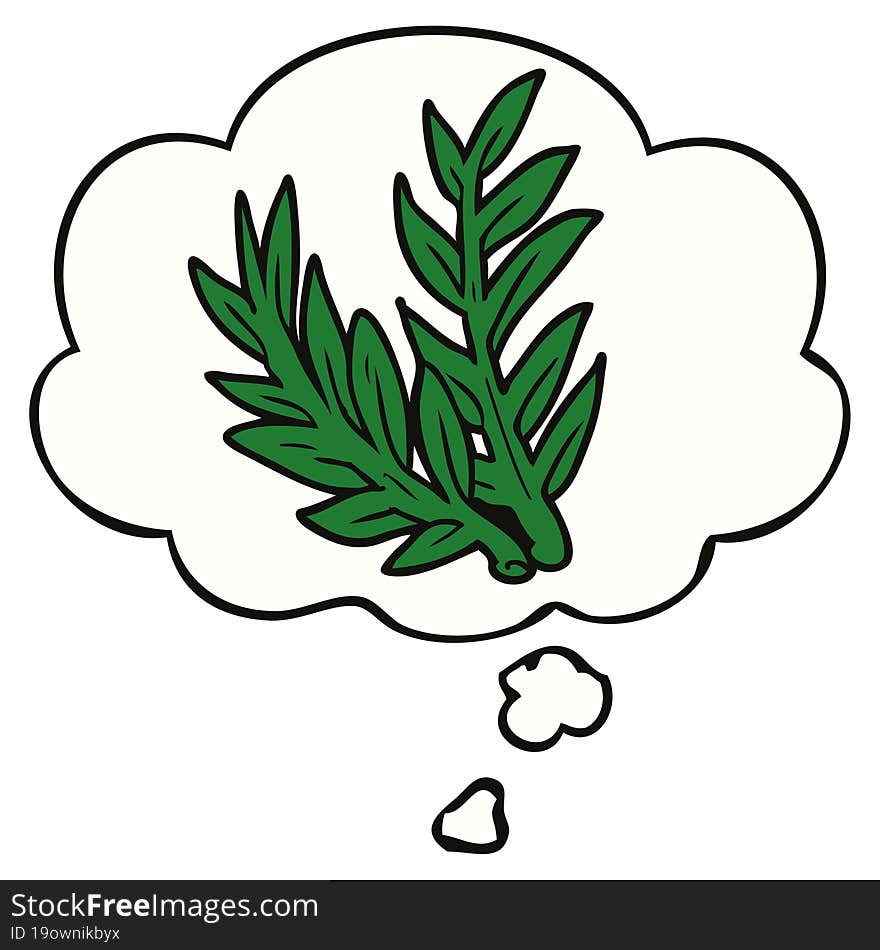 cartoon plant and thought bubble