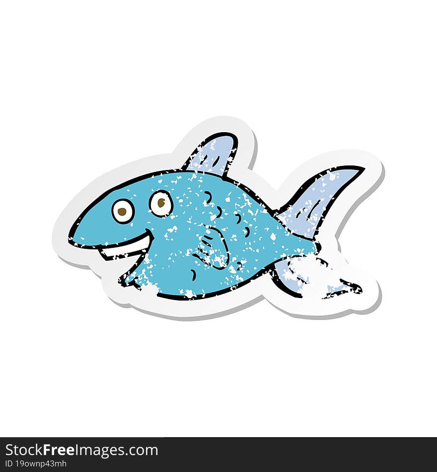 retro distressed sticker of a cartoon fish