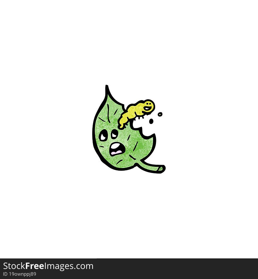 cartoon leaf and caterpillar