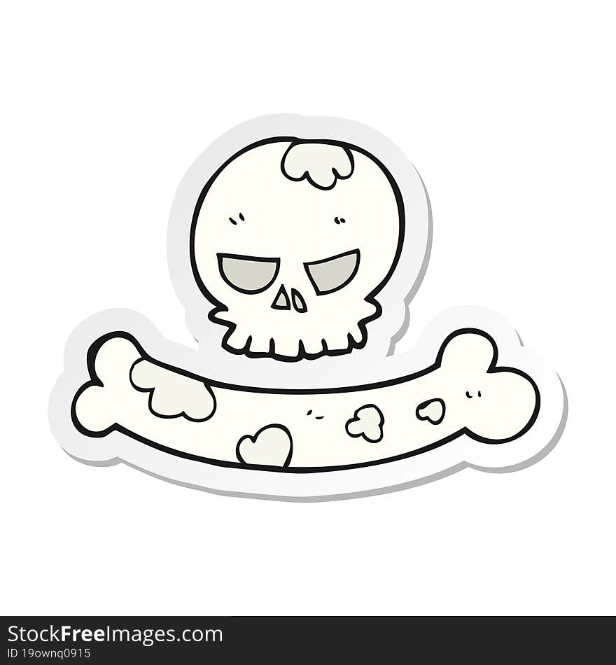 sticker of a cartoon skull and bone symbol