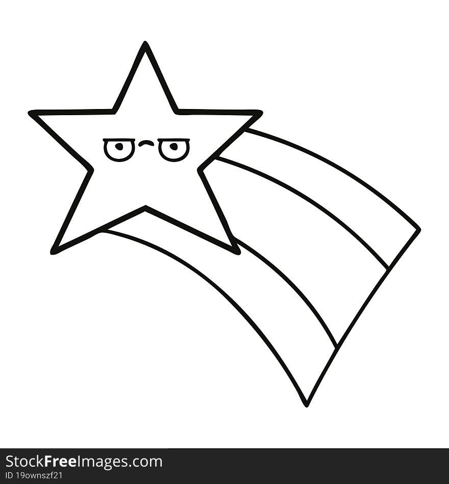 Line Drawing Cartoon Shooting Rainbow Star