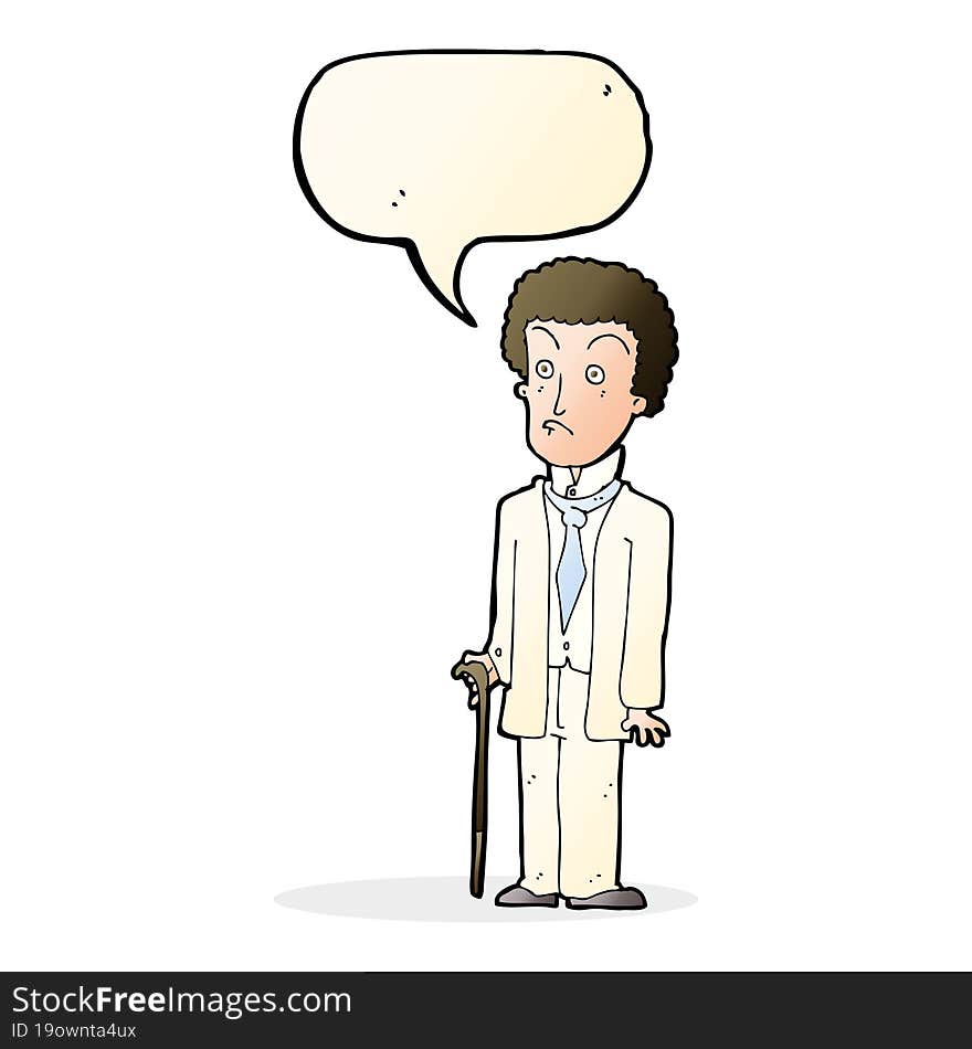 Cartoon Unhappy Gentleman With Speech Bubble